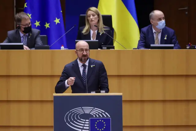 Charles Michel addressing the European Parliament