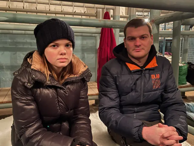 Ukrainian couple in a bunker