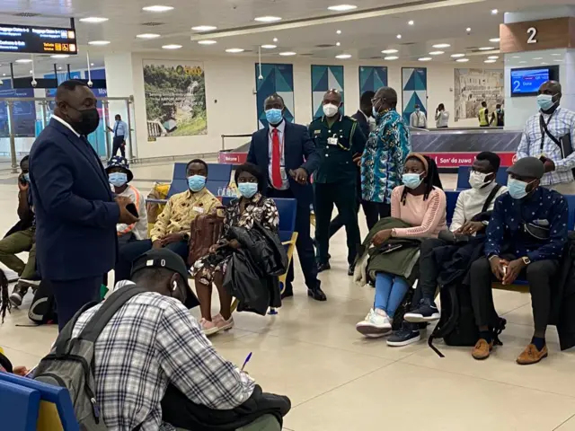 Ghanian students on arrival at the Kotoka International Airport