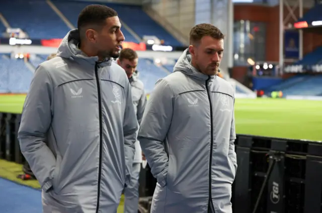 Leon Balogun and Aaron Ramsey at Ibrox