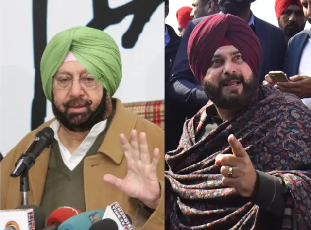 Both Amarinder Singh (left) and Navjot Singh Sidhu are trailing in their seats