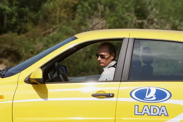 Russian President Vladimir Putin seen driving his Lada in 2010