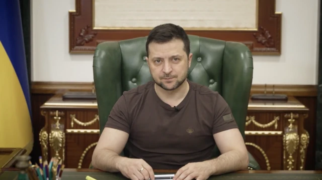 Zelensky speaks to camera