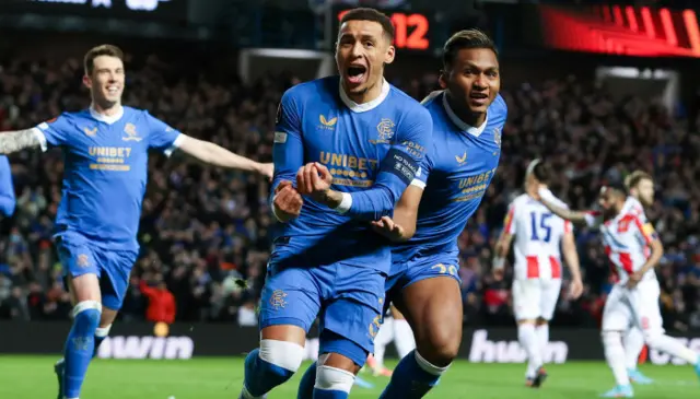 James Tavernier celebrates his opening penalty