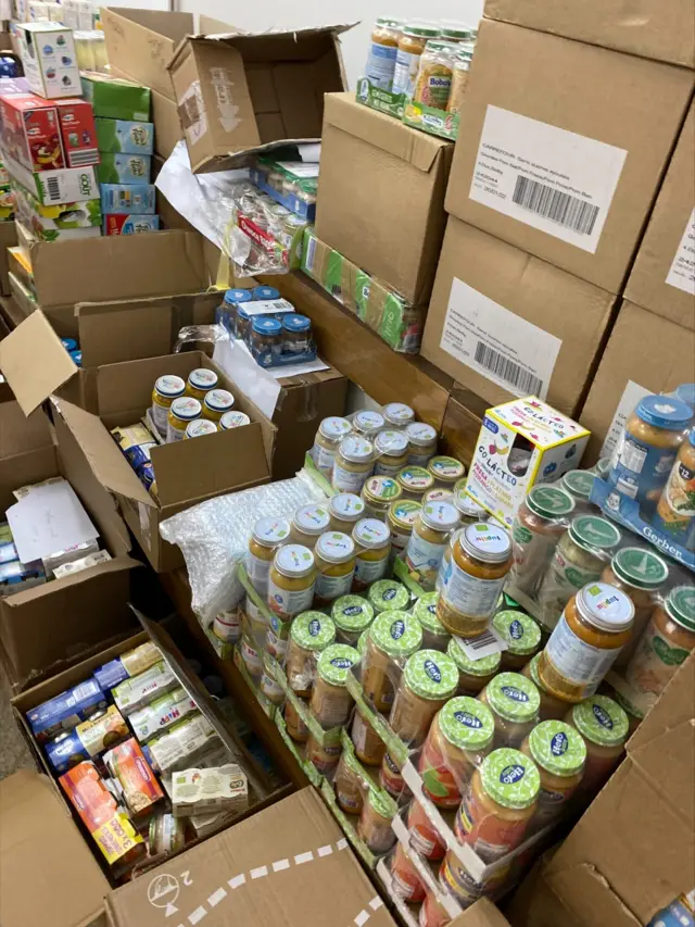 Stocks of food stored in the Lviv Art Palace