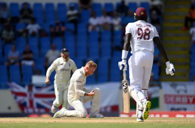 Ben Stokes celebrates wicket