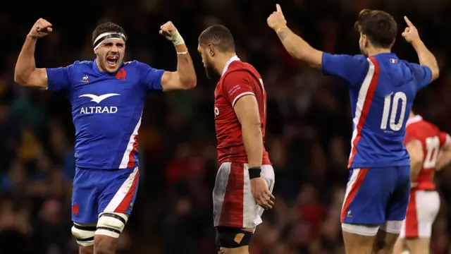 France celebrate victory against Wales