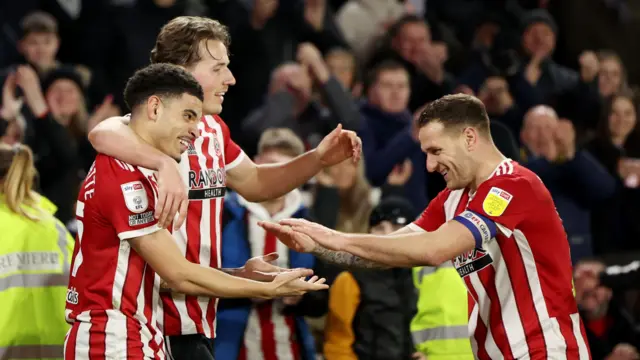 Sheffield United celebrate a goal against Middlesbrough