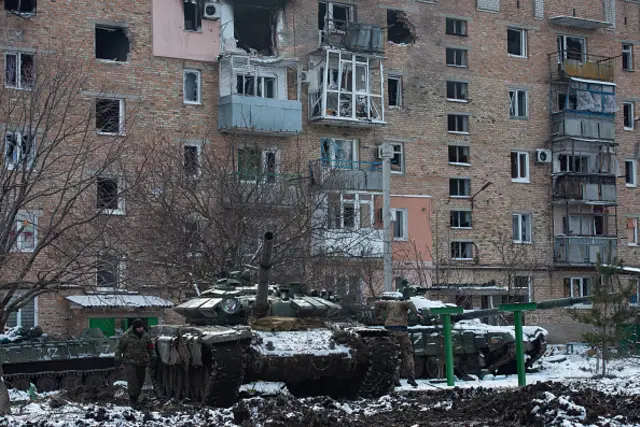 Ukrainian separatists patrol the streets of Donetsk