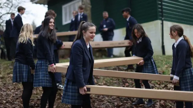 Strathallan pupils loaded flatpack bunk beds onto a lorry which is now en route to Poland