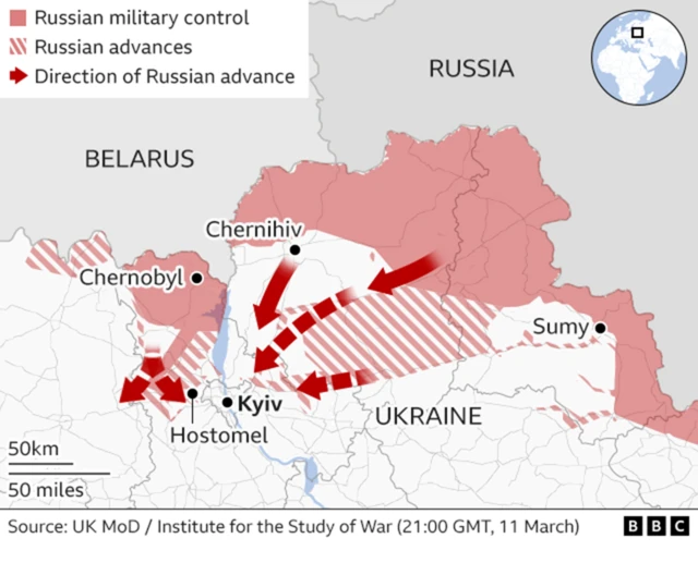 11 March map explaining Russia's invasion of Ukraine