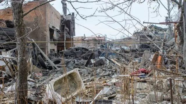 The aftermath of shelling in Sumy