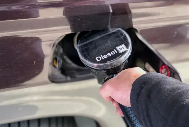 A diesel pump at a service station