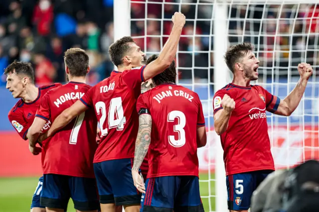 Osasuna players celebrate