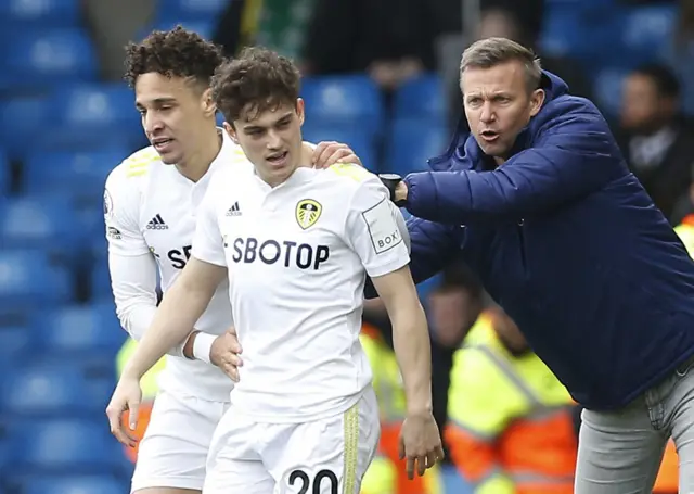 Daniel James and Leeds manager Jesse Marsch