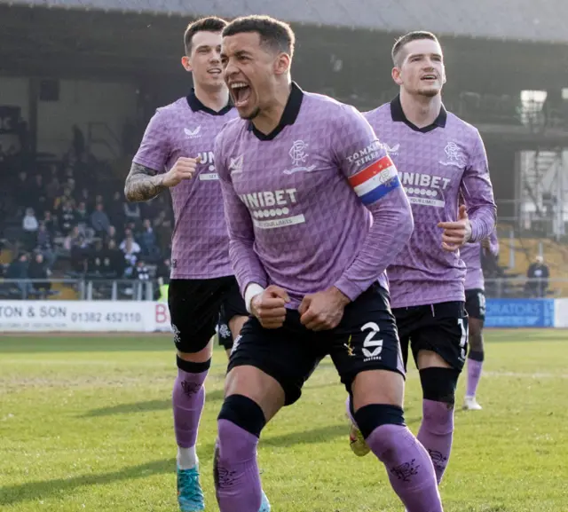 James Tavernier celebrates his penalty goal