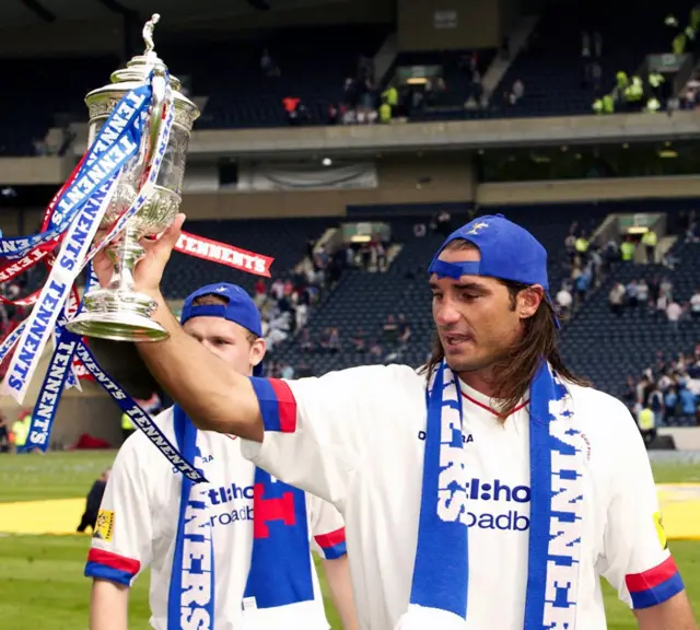 Lorenzo Amoruso was the Rangers hero at Hampden in 2003