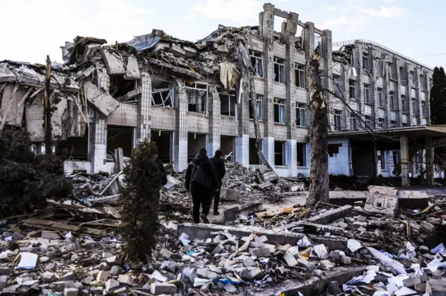 destroyed school in Zhytomyr