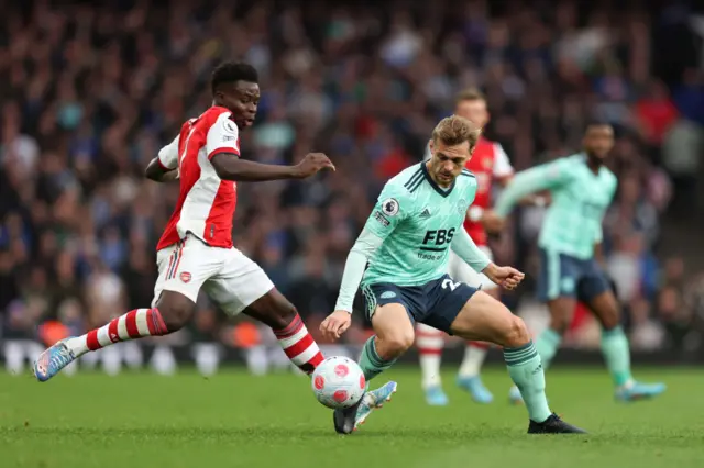 Bukayo Saka and Kiernan Dewsbury-Hall