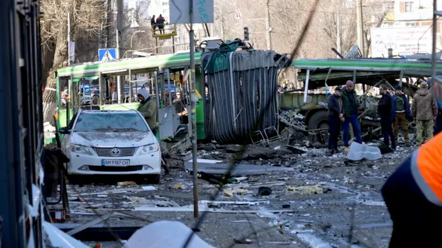 Destroyed trolleybus