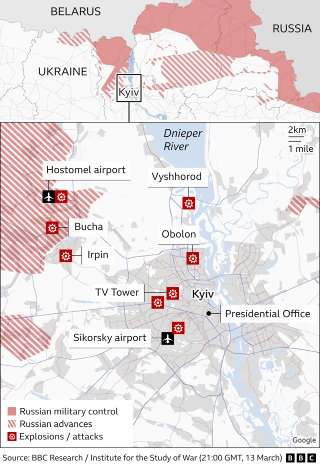 Graphic of fighting in Kyiv