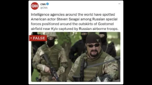 Post sharing fake news about Steven Seagal being in Ukraine