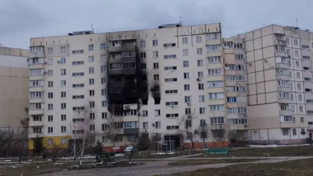 Damaged housing block, Mariupol