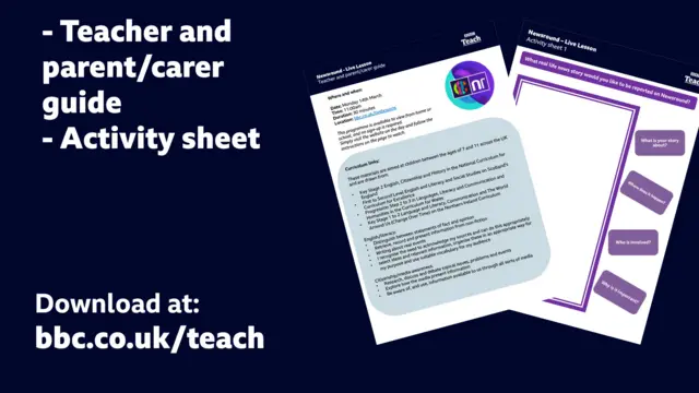 A graphic showing images of an activity sheet and a teacher guide