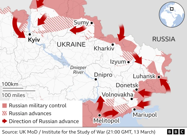 Map of Russian control