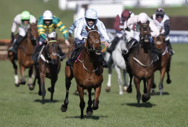 Rachael Blackmore wins the 2021 Champion Hurdle aboard Honeysuckle