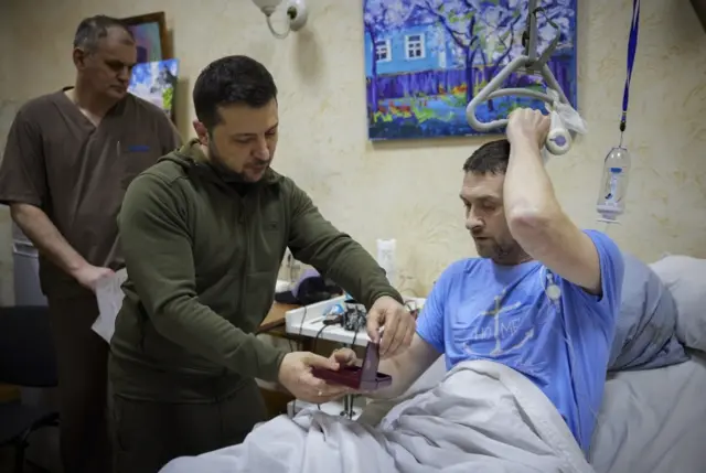 The Ukrainian President Volodymyr Zelensky recently handed awards to injured servicemen at a military hospital in Kyiv