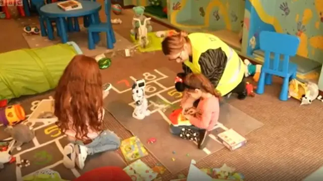 Children's playroom at Krakow refugee centre