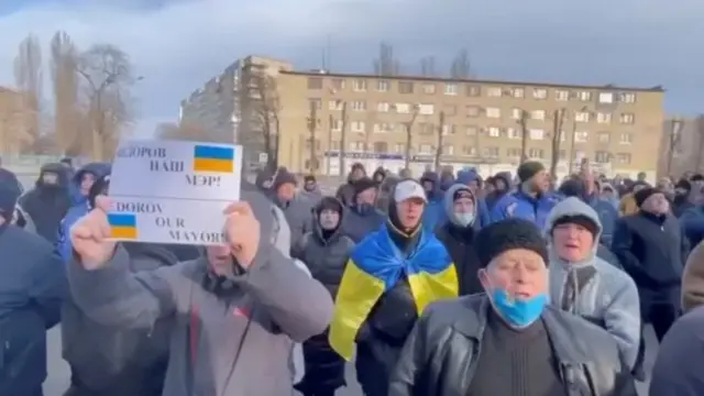 Residents of Melitopol held protests in the occupied city after Federov's arrest