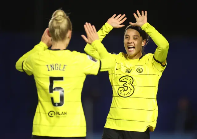 Sam Kerr celebrates