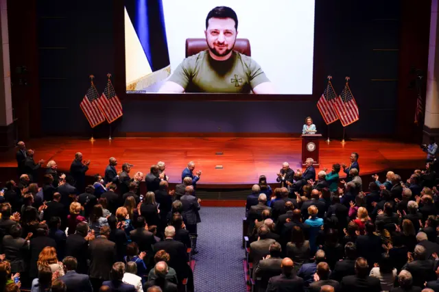 President Volodymyr Zelensky addressing the US Congress by video-link