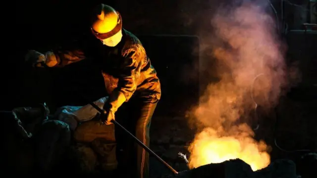 Worker at smelting factory