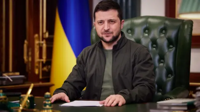 Zelensky delivering his latest address