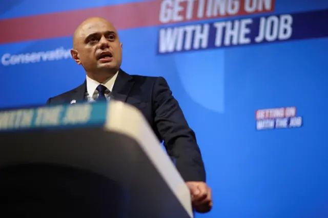 Sajid Javid speaks at the Conservative Party Spring Conference in Blackpool