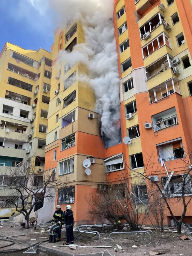 Damage at apartment block