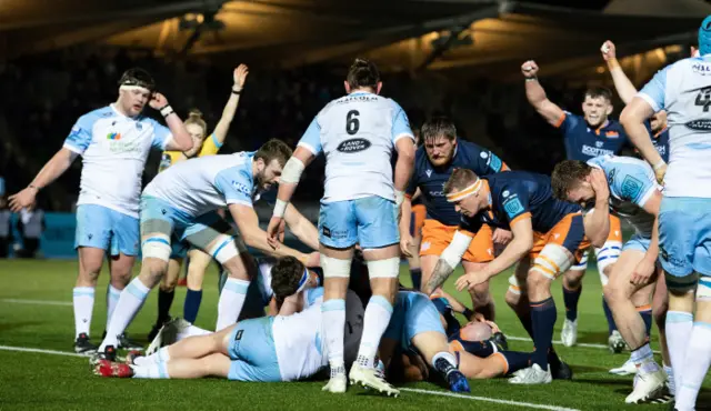 Edinburgh celebrate their second try