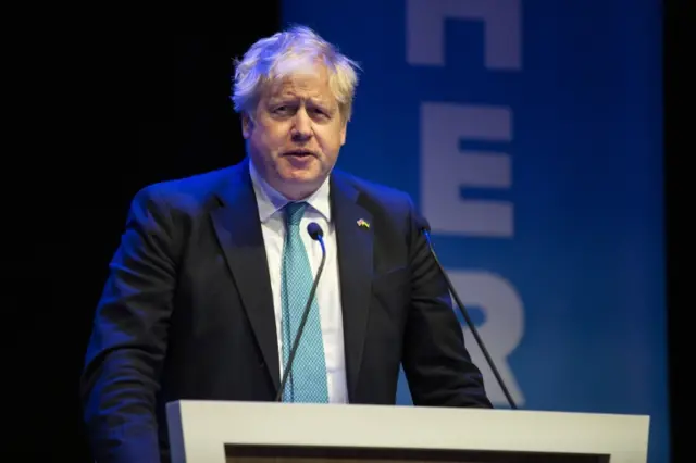 Boris Johnson speaks at the Scottish Conservative and Unionist Party Conference in Aberdeen