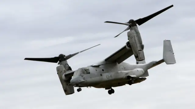 A V-22 Osprey aircraft in flight