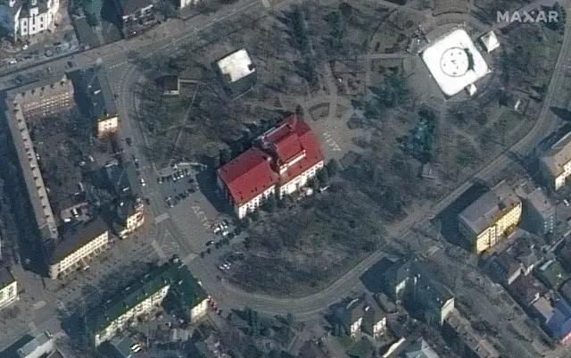 Satellite image of theatre before attack