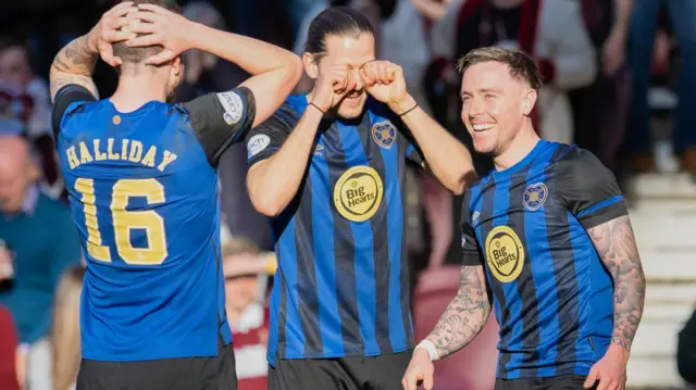 Barrie McKay (right) scored his first goal for Hearts