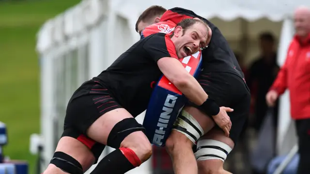 Alun Wyn Jones tackles in training