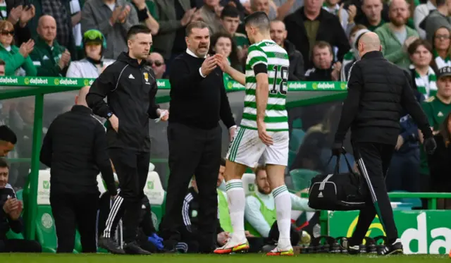 Tom Rogic had to hobble off after a bad challenge from Kayne Ramsay