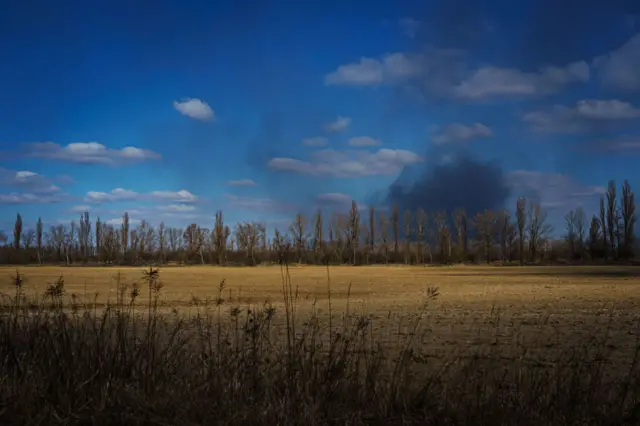 An agricultural field outside of Kyiv