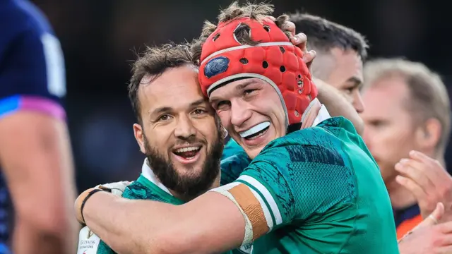 Ireland celebrate their win over Scotland