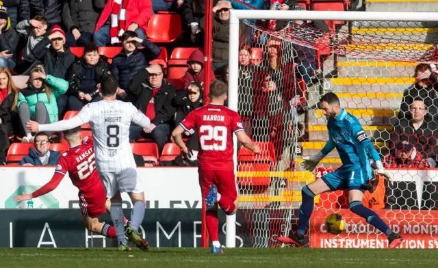 Calvin Ramsey scores an own goal to Hibernian the lead against Aberdeen