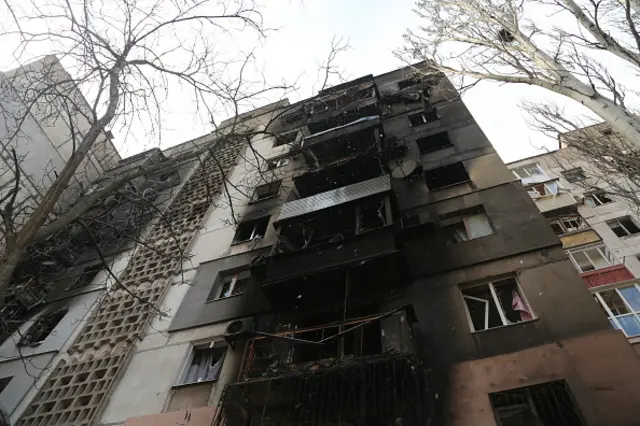 A destroyed building in Mariupol